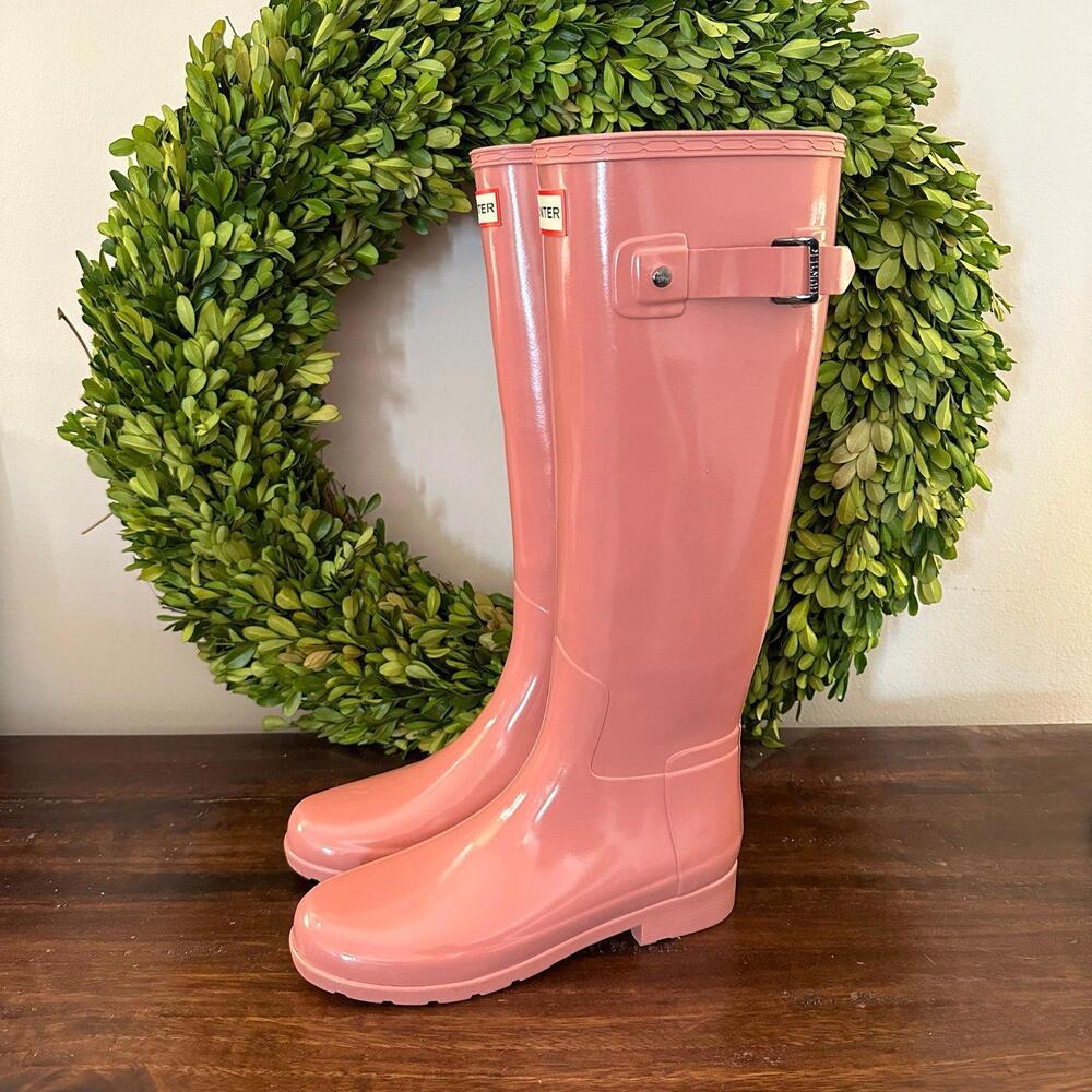 Hunter Glossy Pink Tall Women's Rain Boots